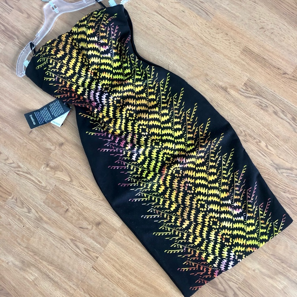 New Year’s Eve BEBE Midi dress with chain detail